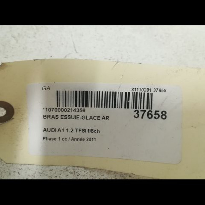 Bras essuie-glace arrière occasion AUDI A1 Phase 1 06-2010->03-2015 1.2 TFSI 86ch 8R09554071P9 2