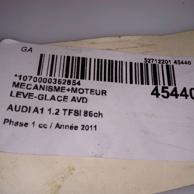 Mecanisme + moteur lève-glace avant droit occasion AUDI A1 Phase 1 06-2010->03-2015 1.2 TFSI 86ch 8X3837462A 5