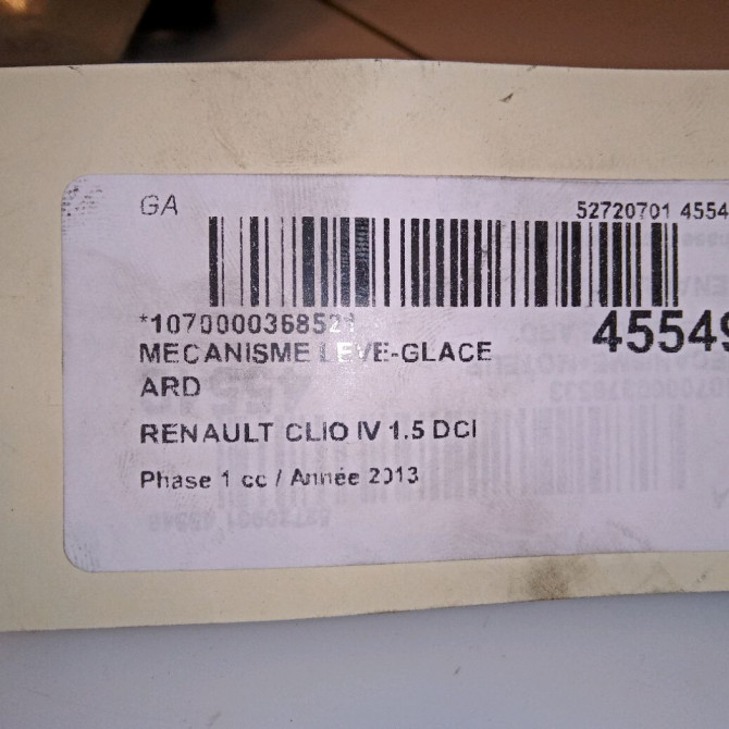 Mecanisme leve-glace arrière droit occasion RENAULT CLIO IV Phase 1 07-2012->... 1.5 DCI 90ch 827003722R 4