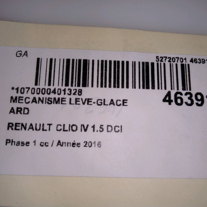 Mecanisme leve-glace arrière droit occasion RENAULT CLIO IV Phase 1 07-2012->... 1.5 DCI 90ch 827003722R 4
