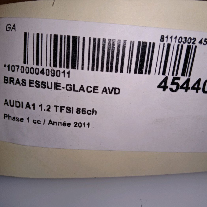 Bras essuie-glace avant droit occasion AUDI A1 Phase 1 06-2010->03-2015 1.2 TFSI 86ch 8X1955407A1P9 4