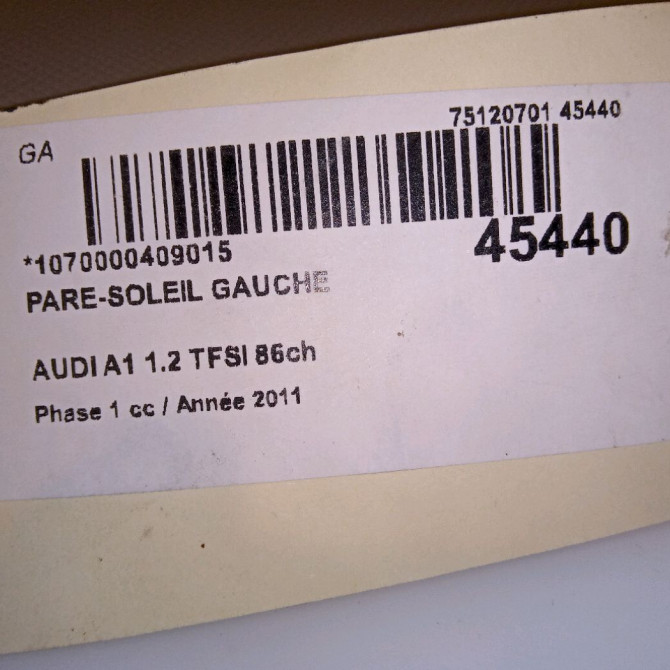 Pare-soleil gauche occasion AUDI A1 Phase 1 06-2010->03-2015 1.2 TFSI 86ch 8K0857551AFEA7 4
