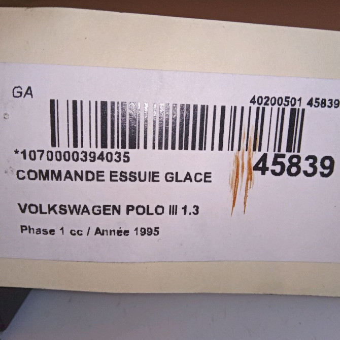 Commande essuie glace occasion VOLKSWAGEN POLO III Phase 1 10-1994->11-1999 1.3 1H095351901C 4