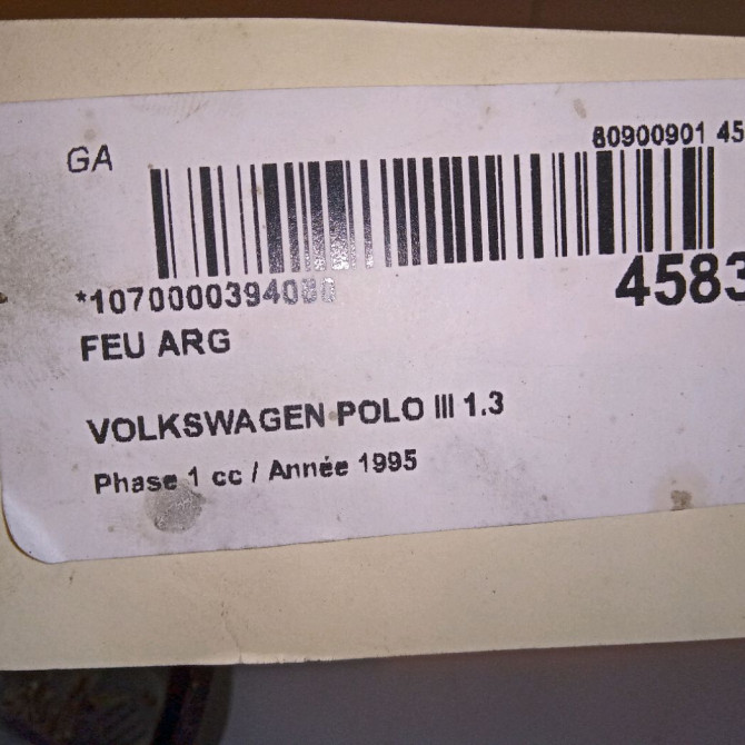 Feu arrière gauche occasion VOLKSWAGEN POLO III Phase 1 10-1994->11-1999 1.3 6N0945095 4