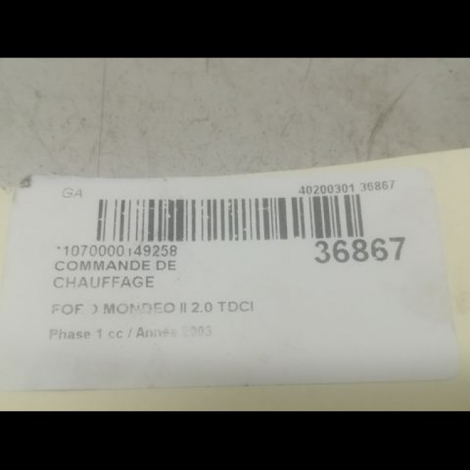 Commande de chauffage occasion FORD MONDEO II Phase 1 09-2000->06-2007 2.0 TDCI 115ch 3