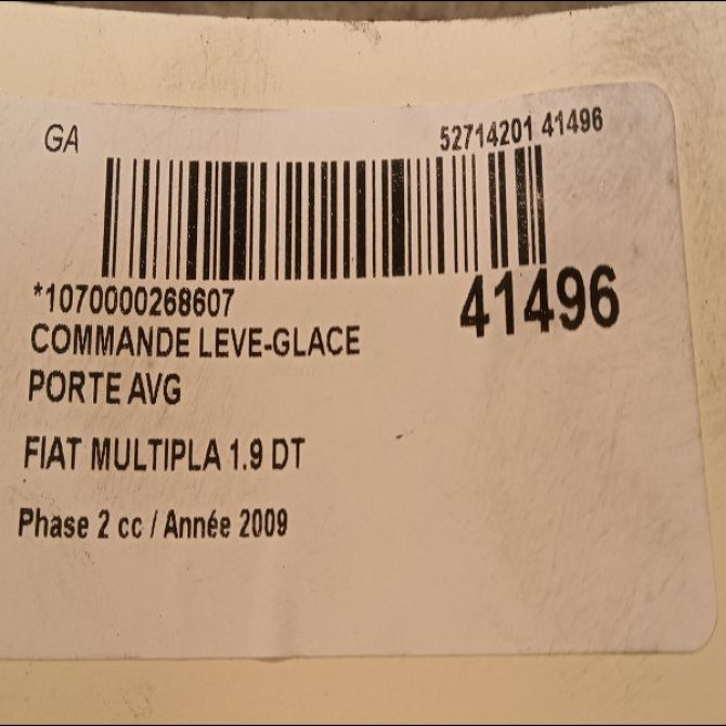 Commande lève-glace porte avant gauche occasion FIAT MULTIPLA Phase 2 09-2004->04-2010 1.9 DT MULTIJET 120ch 735428564 3