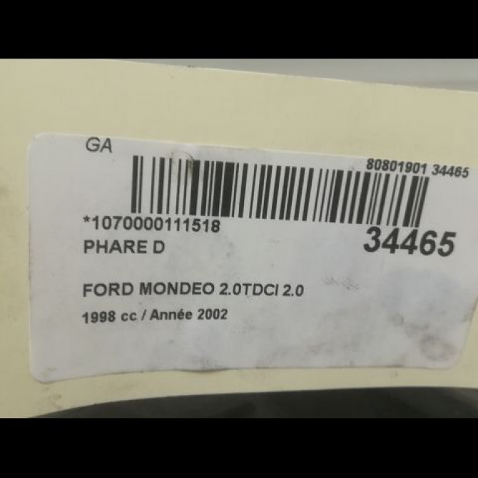 Phare gauche occasion FORD MONDEO II Phase 1 09-2000->06-2007 2.0 TDCI 130ch 1435624 3
