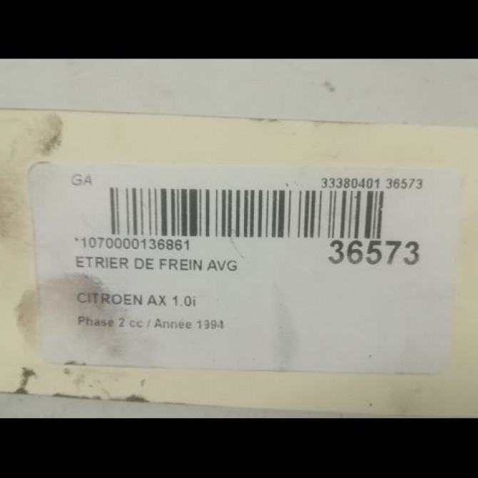 Etrier de frein avant gauche occasion CITROEN AX Phase 2 07-1991->06-1998 1.0i 441001 3