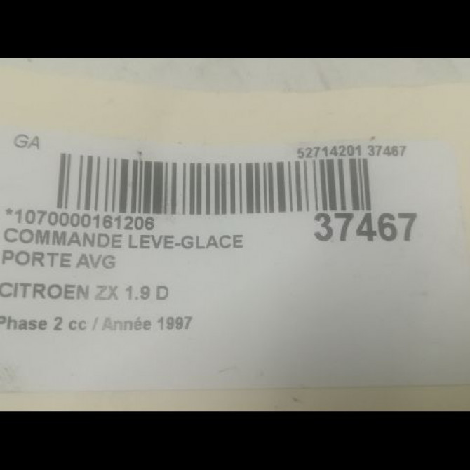 Commande lève-glace porte avant gauche occasion CITROEN ZX Phase 2 07-1994->06-1998 1.9 D 6552AJ 3