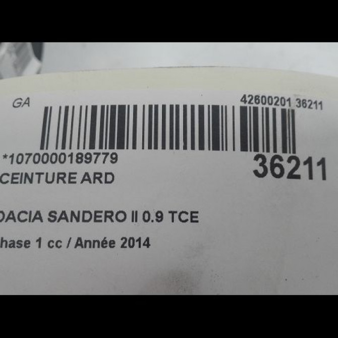 Ceinture arrière droite occasion DACIA SANDERO II Phase 1 10-2012->... 0.9 TCE 90ch 888416959R 4