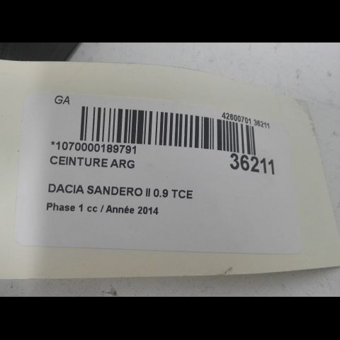 Ceinture arrière gauche occasion DACIA SANDERO II Phase 1 10-2012->... 0.9 TCE 90ch 888416959R 4