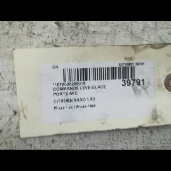Commande lève-glace porte avant droite occasion CITROEN SAXO Phase 1 03-1996->09-1999 1.5D 6552AJ 2