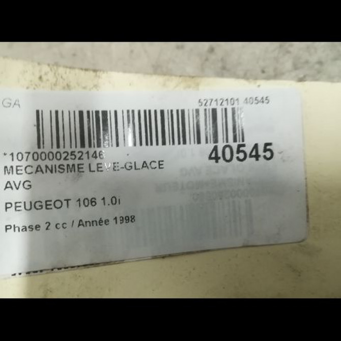 Mécanisme lève-glace avant gauche occasion PEUGEOT 106 Phase 2 04-1996->09-2003 1.0i 922181 3