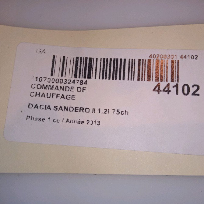 Commande de chauffage occasion DACIA SANDERO II Phase 1 10-2012->... 1.2i 75ch 275100056R 4