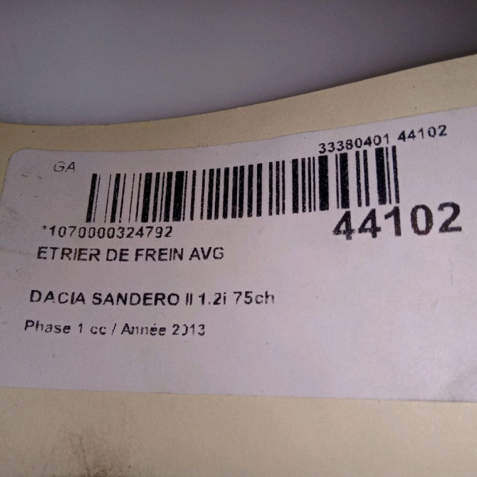 Etrier de frein avant gauche occasion DACIA SANDERO II Phase 1 10-2012->... 1.2i 75ch 410113834R 4