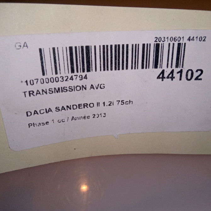 Transmission avant gauche occasion DACIA SANDERO II Phase 1 10-2012->... 1.2i 75ch 391013297R 3