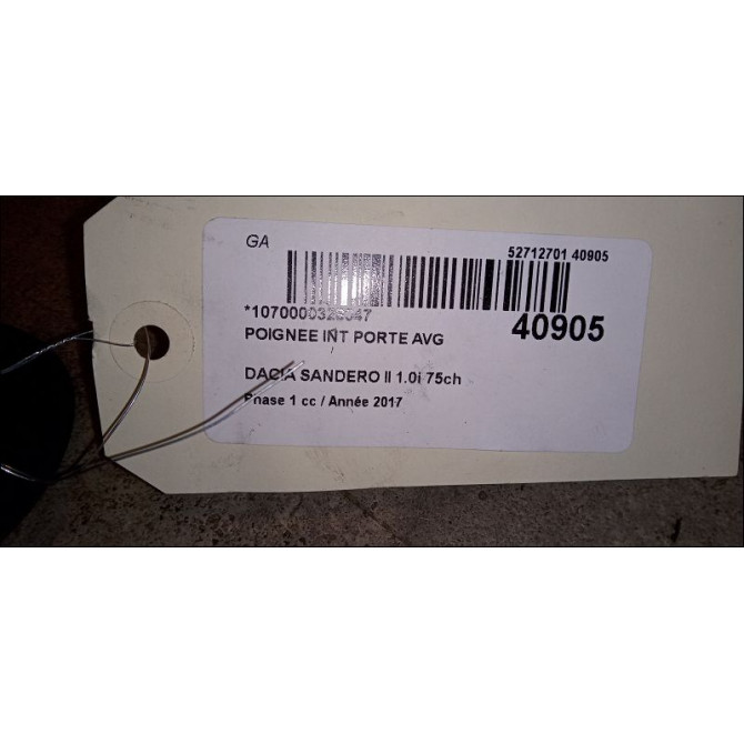 Poignee int porte avg occasion DACIA SANDERO II Phase 1 10-2012->... 1.0i 75ch 806717698R 3