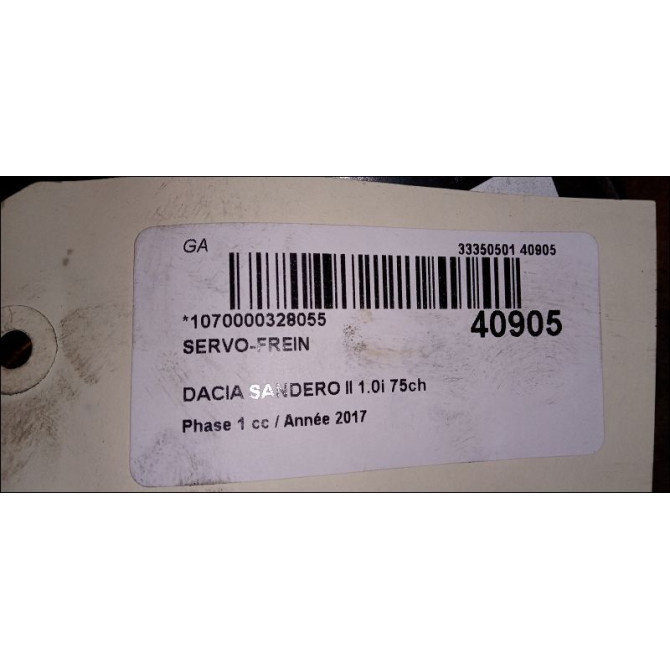 Servo-frein occasion DACIA SANDERO II Phase 1 10-2012->... 1.0i 75ch 472107479R 3