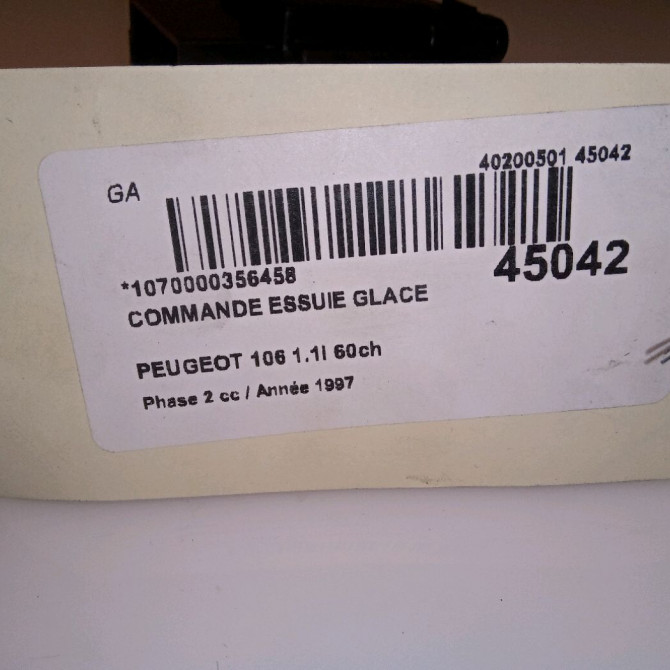 Commande essuie glace occasion PEUGEOT 106 Phase 2 04-1996->09-2003 1.1i 60ch 6239C0 4