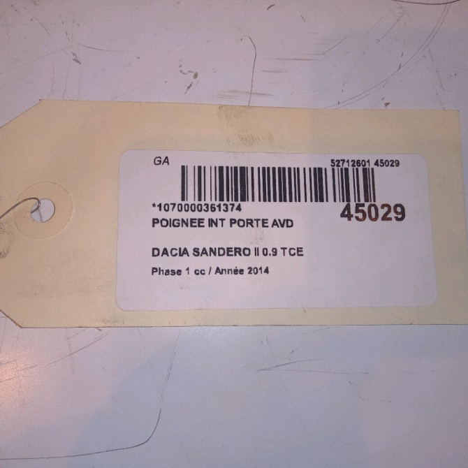 Poignee int porte avd occasion DACIA SANDERO II Phase 1 10-2012->... 0.9 TCE 90ch 826721919R 4