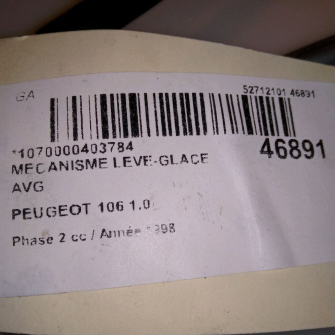 Mécanisme lève-glace avant gauche occasion PEUGEOT 106 Phase 2 04-1996->09-2003 1.0i 922181 4