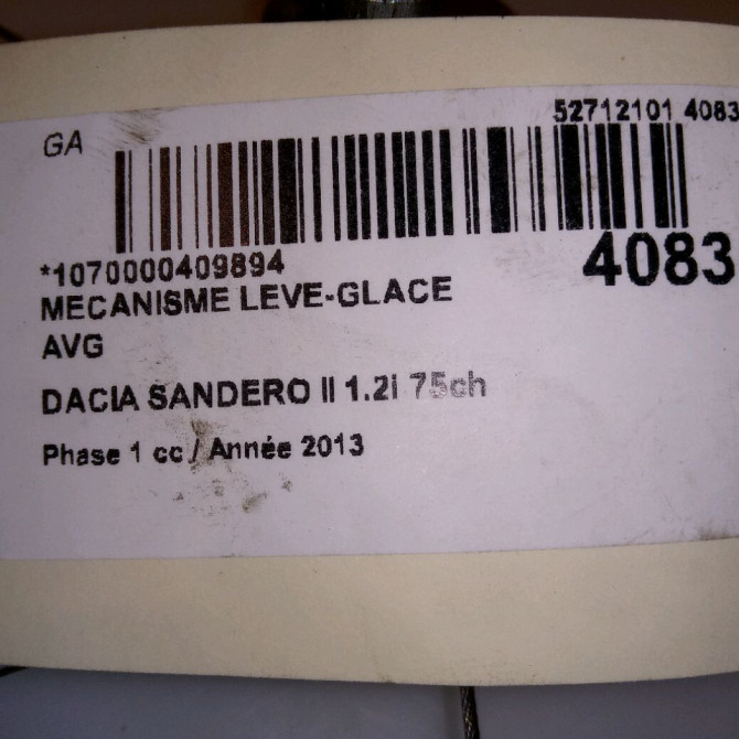 Mécanisme lève-glace avant gauche occasion DACIA SANDERO II Phase 1 10-2012->... 1.2i 75ch 807212452R 4
