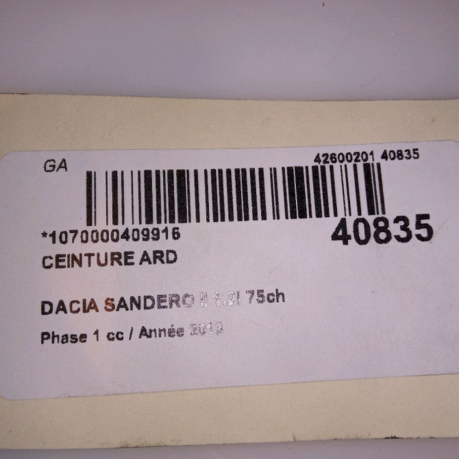 Ceinture arrière droite occasion DACIA SANDERO II Phase 1 10-2012->... 1.2i 75ch 888416959R 4