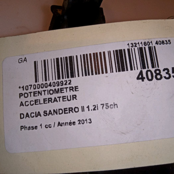 Potentiometre accelerateur occasion DACIA SANDERO II Phase 1 10-2012->... 1.2i 75ch 5