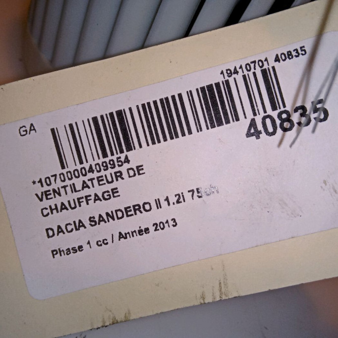 Ventilateur de chauffage occasion DACIA SANDERO II Phase 1 10-2012->... 1.2i 75ch 272107379R 5