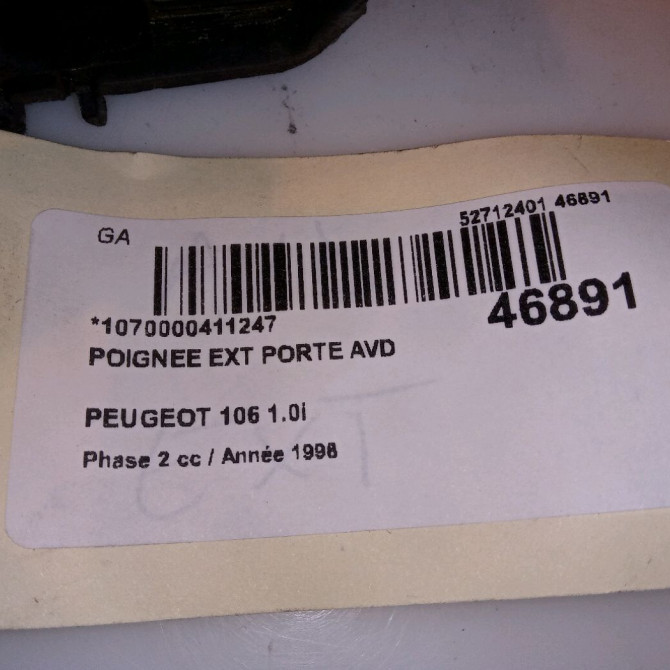 Poignee ext porte avd occasion PEUGEOT 106 Phase 2 04-1996->09-2003 1.0i 9101A9 4