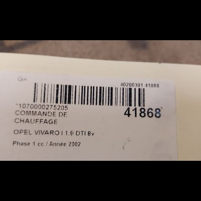 Commande de chauffage occasion OPEL VIVARO I Phase 1 10-2002->08-2006 1.9 DTI 8v 100ch 93198830 3