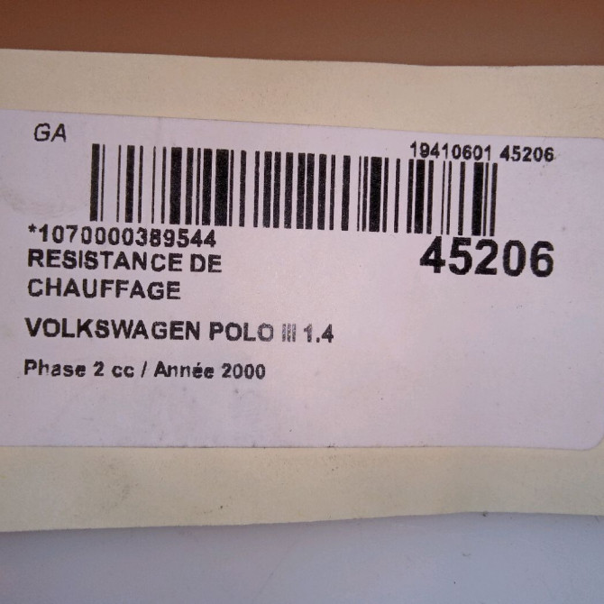 Resistance de chauffage occasion VOLKSWAGEN POLO III Phase 2 11-1999->12-2001 1.4 TDI 75ch 5