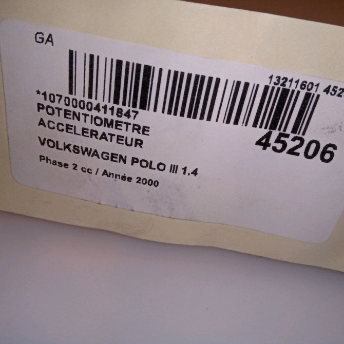 Potentiometre accelerateur occasion VOLKSWAGEN POLO III Phase 2 11-1999->12-2001 1.4 TDI 75ch 5
