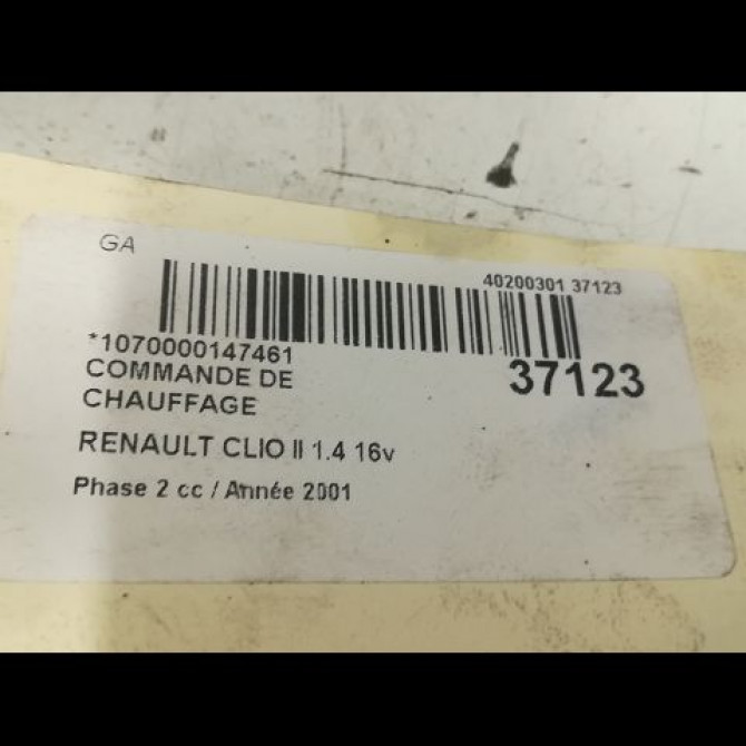 Commande de chauffage occasion RENAULT CLIO II Phase 2 06-2001->07-2006 1.4 16v 3