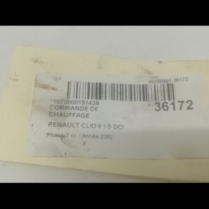 Commande de chauffage occasion RENAULT CLIO II Phase 2 06-2001->07-2006 1.5 DCI 65ch 3