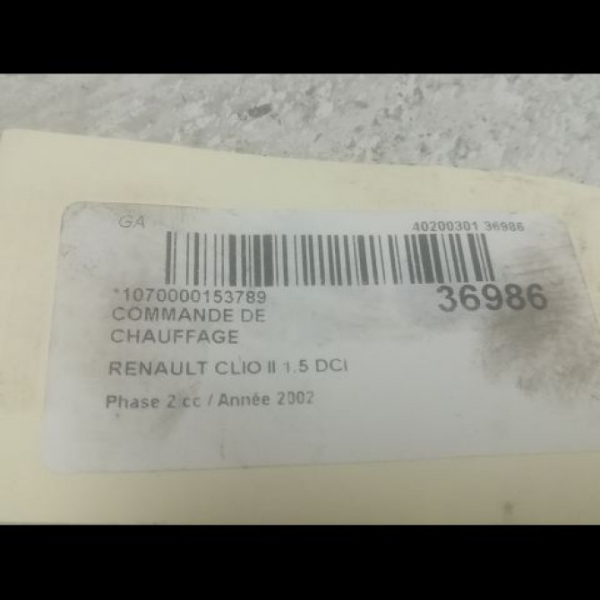 Commande de chauffage occasion RENAULT CLIO II Phase 2 06-2001->07-2006 1.5 DCI 65ch 3