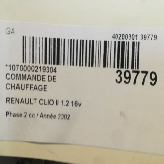 Commande de chauffage occasion RENAULT CLIO II Phase 2 06-2001->07-2006 1.2 16v 3