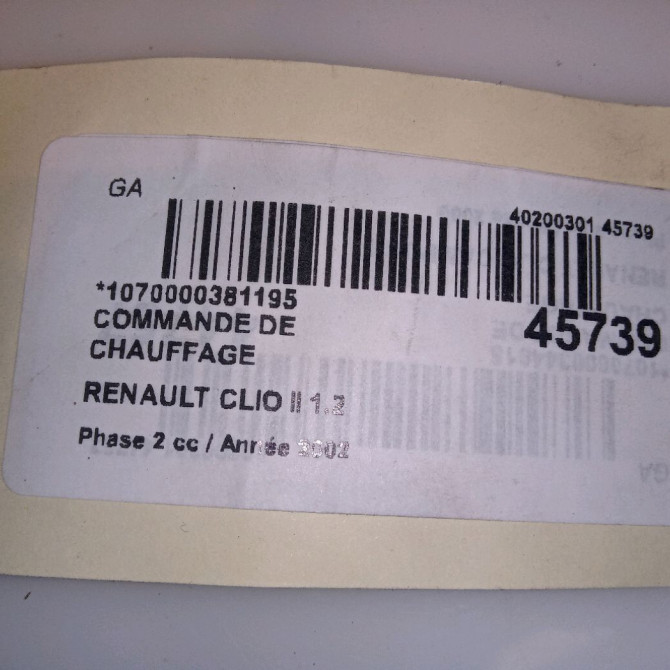 Commande de chauffage occasion RENAULT CLIO II Phase 2 06-2001->07-2006 1.2 4