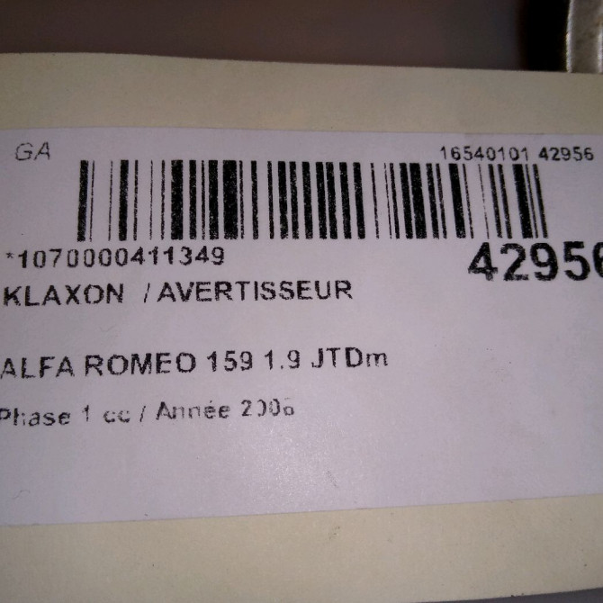 Klaxon  / avertisseur occasion ALFA ROMEO 159 Phase 1 09-2005->05-2013 1.9 JTDm 120ch 50508363 4