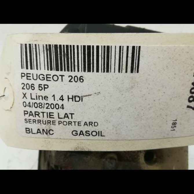 Serrure porte ard occasion PEUGEOT 206 Phase 1 09-1998->03-2009 913887 5