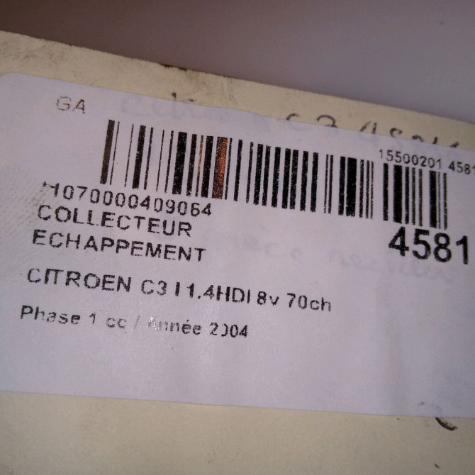 Collecteur echappement occasion CITROEN C3 I Phase 1 04-2002->10-2005 1.4HDI 8v 70ch 341H0 5
