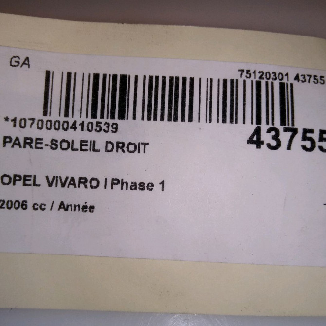 Pare-soleil droit occasion OPEL VIVARO I Phase 1 10-2002->08-2006 93851732 4