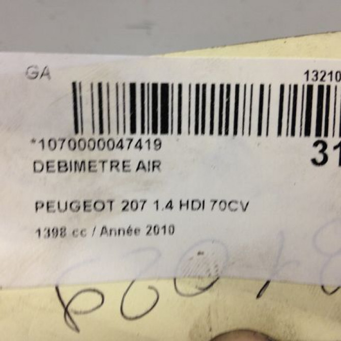 Debimetre air occasion PEUGEOT 207 Phase 1 04-2006->06-2013 1920GG 5