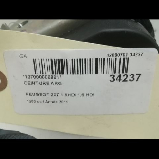 Ceinture arrière gauche occasion PEUGEOT 207 Phase 1 04-2006->06-2013 1.6 HDI 16v 90ch 8975XJ 4