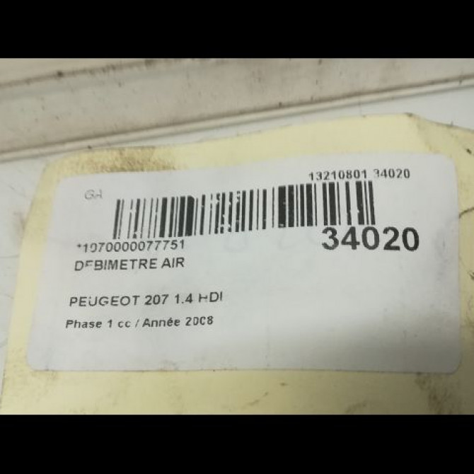 Debimetre air occasion PEUGEOT 207 Phase 1 04-2006->06-2013 1.4 HDI 1920GG 5