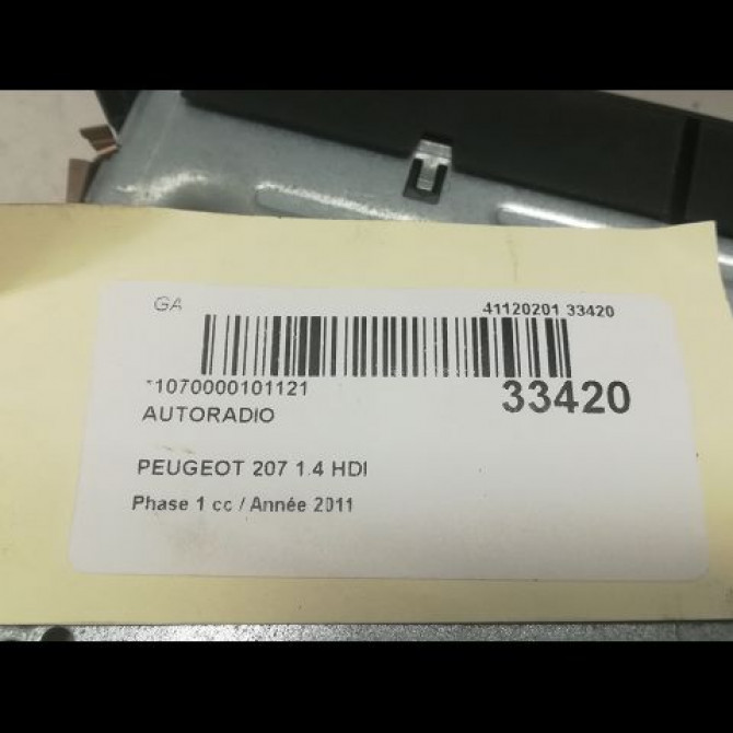 Autoradio occasion PEUGEOT 207 Phase 1 04-2006->06-2013 1.4 HDI 6574PX 3