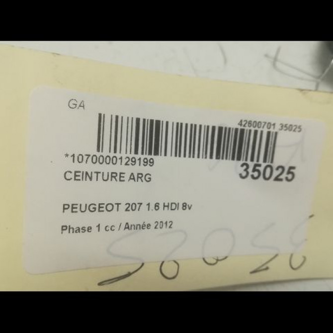 Ceinture arrière gauche occasion PEUGEOT 207 Phase 1 04-2006->06-2013 1.6 HDI 8v 92ch 8975XJ 4