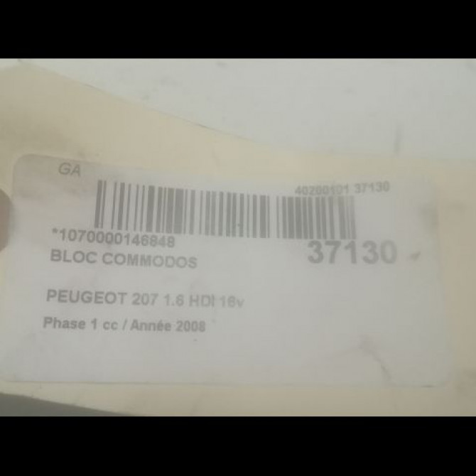 Bloc commodos occasion PEUGEOT 207 Phase 1 04-2006->06-2013 1.6 HDI 16v 90ch 6242ST 5