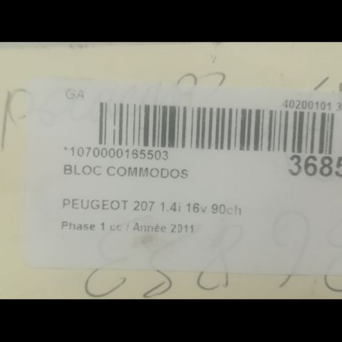 Bloc commodos occasion PEUGEOT 207 Phase 1 04-2006->06-2013 1.4i 16v 90ch 6242YP 5
