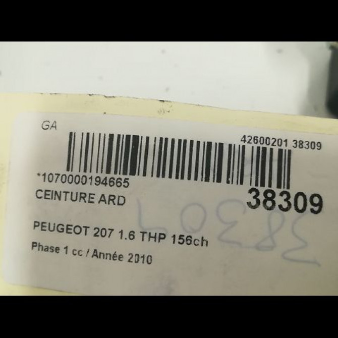 Ceinture arrière droite occasion PEUGEOT 207 Phase 1 04-2006->06-2013 1.6 THP 156ch 96738848ZH 4